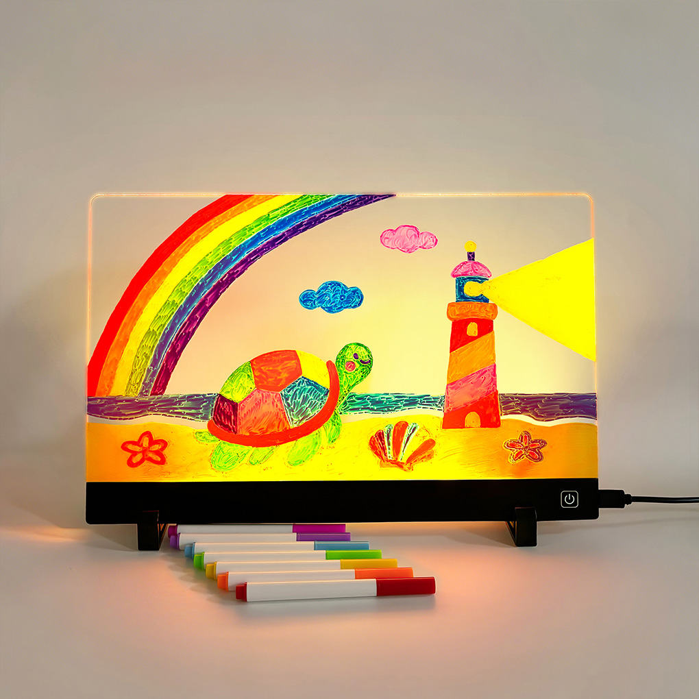 Kids Education Tablet - กระดานวาดภาพสำหรับเด็ก กระดาน LCD แบบนำกลับมาใช้ใหม่ได้ กระดานวาดภาพแบบมีไฟสำหรับเด็ก ของเล่นเสริมพัฒนาการ