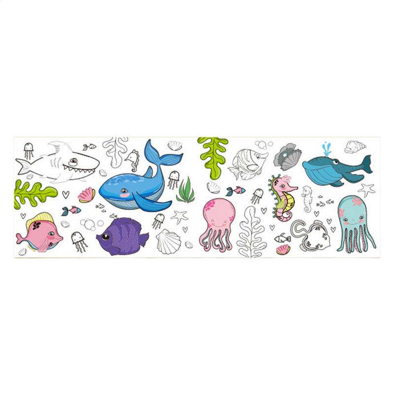Kids Education Wallpaper - กระดาษระบายสีม้วนสําหรับเด็กการ์ตูนยาววาด Rool Wall กาวช่วยเพิ่มทักษะยนต์ปรับโรงเรียนการศึกษาของเล่นสําหรับชาย