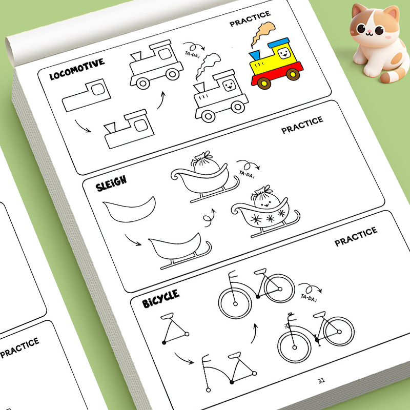 Kids Educational Workbooks - หนังสือกิจกรรมสอนเด็กวิธีวาดทุกอย่าง สมุดวาดภาพเพื่อการศึกษาสำหรับเด็กก่อนวัยเรียน สำหรับเด็กชายและเด็กหญิง อายุ 4-8 ปี