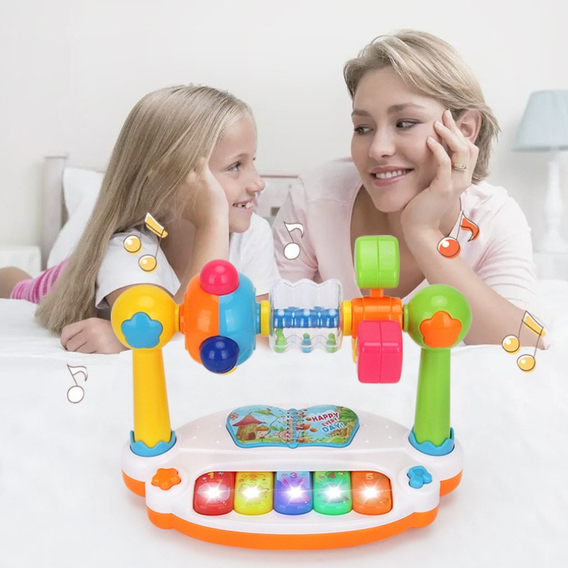 Kingdom Kids Education - คิงดอมดนตรีสำหรับเด็ก เปียโนอิเล็กทรอนิกส์สำหรับเด็ก ของเล่นเด็กอเนกประสงค์พร้อมไฟ เหมาะสำหรับการศึกษา การร้องเพลง และการเล่าเรื่อง