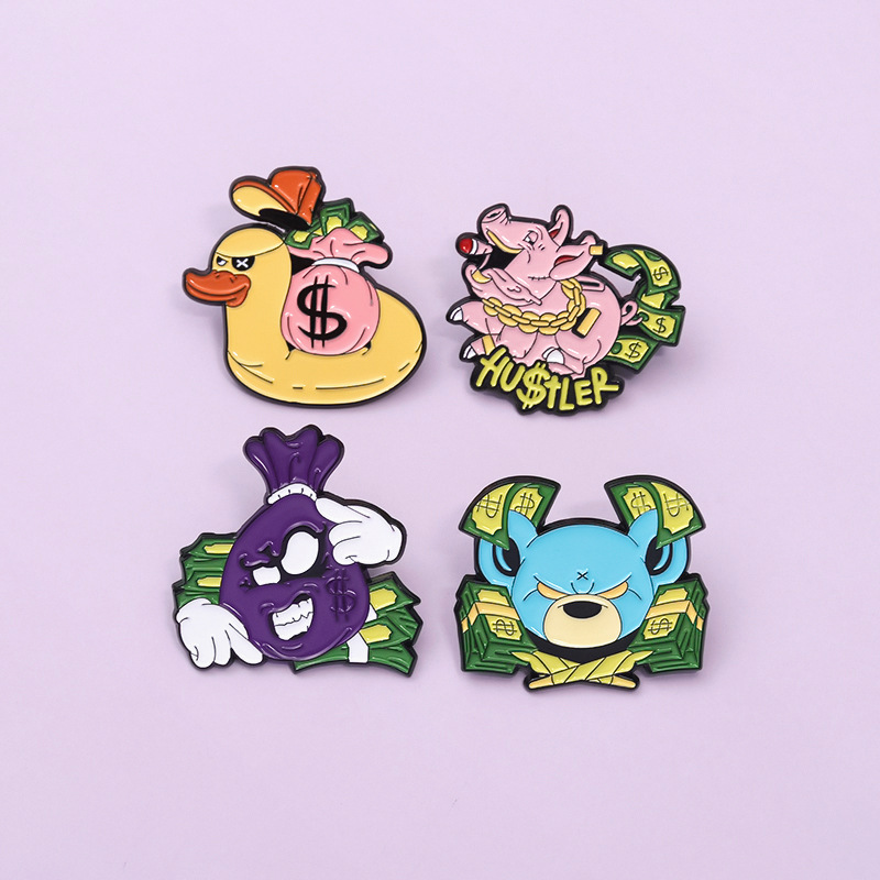 Kids Education Money - การ์ตูนหมูเป็ดเงินกระเป๋าEnamel Pinสัตว์น่ารักหมีดูดีLapel Badgeสร้างสรรค์เข็มกลัดเครื่องประดับเด็กของขวัญขายส่ง