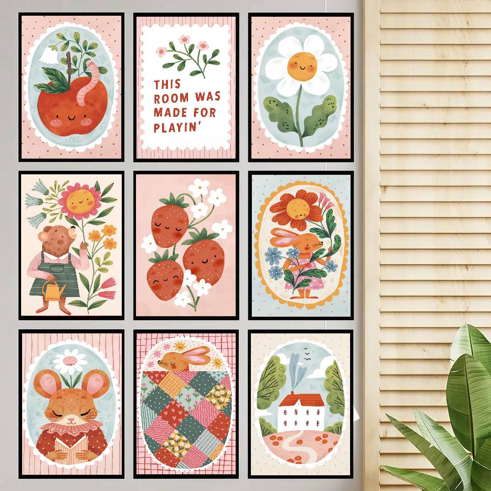 Kids Education Wallpaper - โปสเตอร์ลายพิมพ์ตัวอักษรดอกไม้เพื่อการศึกษาสำหรับเด็ก แบบมีกาวในตัว สำหรับตกแต่งผนังห้องศิลปะ ทางเข้า ร้านอาหาร ภาพวาดศิลปะ