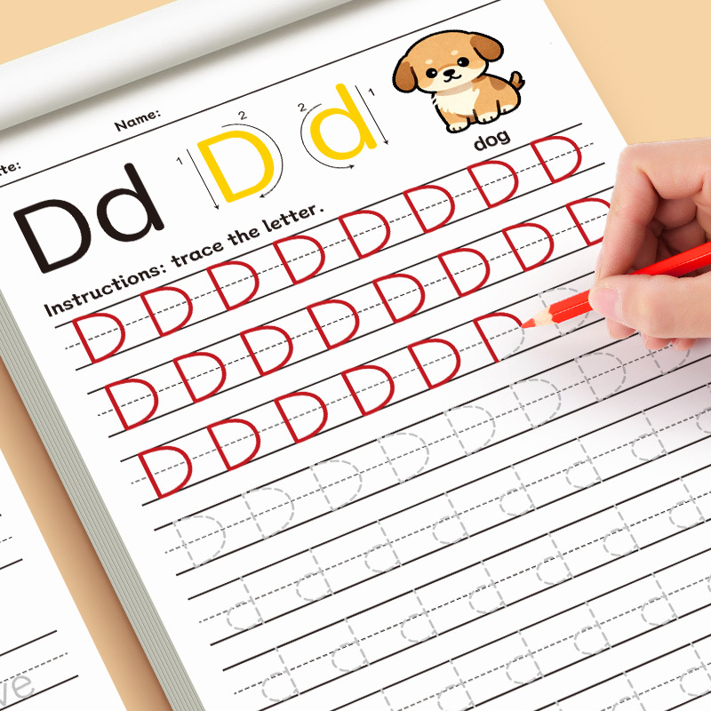 Kids Educational Workbooks - สมุดฝึกเขียนตัวอักษร 26 ตัวอักษร แบบฝึกหัดการเขียนด้วยลายมือสำหรับเด็กก่อนวัยเรียน การพัฒนาทักษะการเขียนตัวอักษร การประดิษฐ์ตัวอักษร