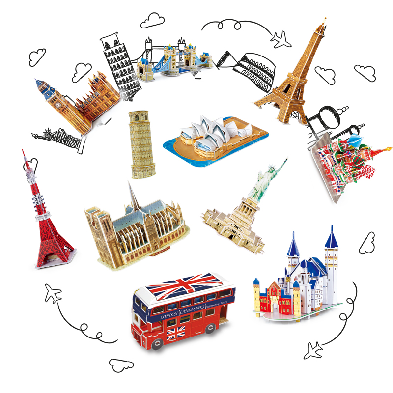 Puzzle Map World - 40 สไตล์โลกอาคารสถาปัตยกรรมที่มีชื่อเสียง 3D ปริศนาการก่อสร้างจิ๊กซอว์ปริศนาของเล่นสําหรับเด็กคริสต์มาสของขวัญ