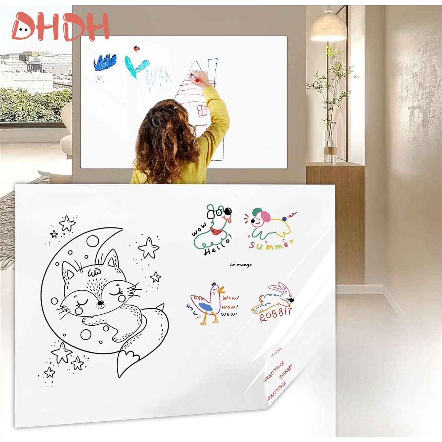 Kids Education Wallpaper - ม้วนกระดาษวาดภาพสำหรับเด็ก – กระดาษวาดภาพสีขาวแบบลอกและติดสำหรับติดผนัง ล้างทำความสะอาดได้ ของเล่นศิลปะเพื่อการศึกษาสำหรับตกแต่งและเล่นสร้างสรรค์