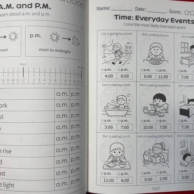 สมุดฝึกหัดบอกเวลา หนังสือฝึกกา - Kids Educational Workbooks บทวิจารณ์และราคา