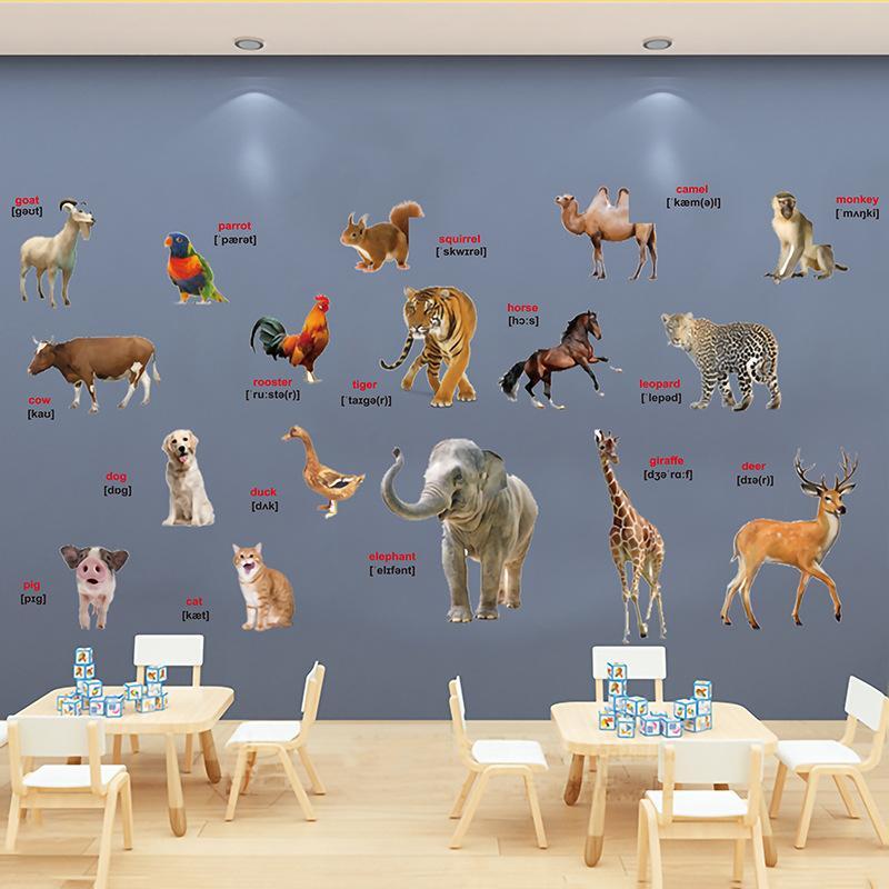 สติ๊กเกอร์ติดผนังลายสัตว์โลกเส - Kids Education Wallpaper บทวิจารณ์และราคา