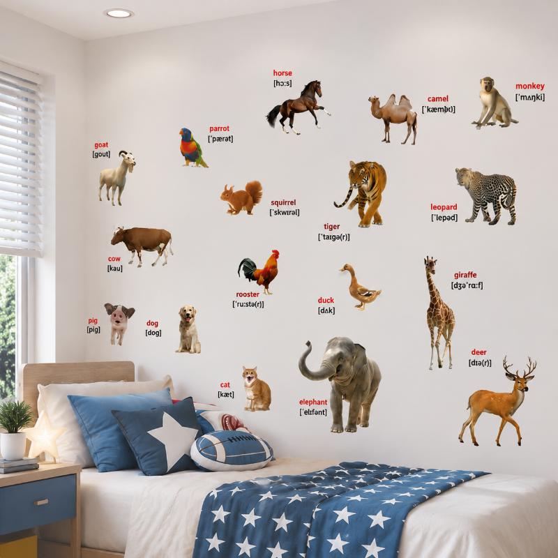 สติ๊กเกอร์ติดผนังลายสัตว์โลกเส - Kids Education Wallpaper บทวิจารณ์และราคา