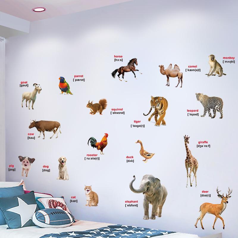 สติ๊กเกอร์ติดผนังลายสัตว์โลกเส - Kids Education Wallpaper บทวิจารณ์และราคา