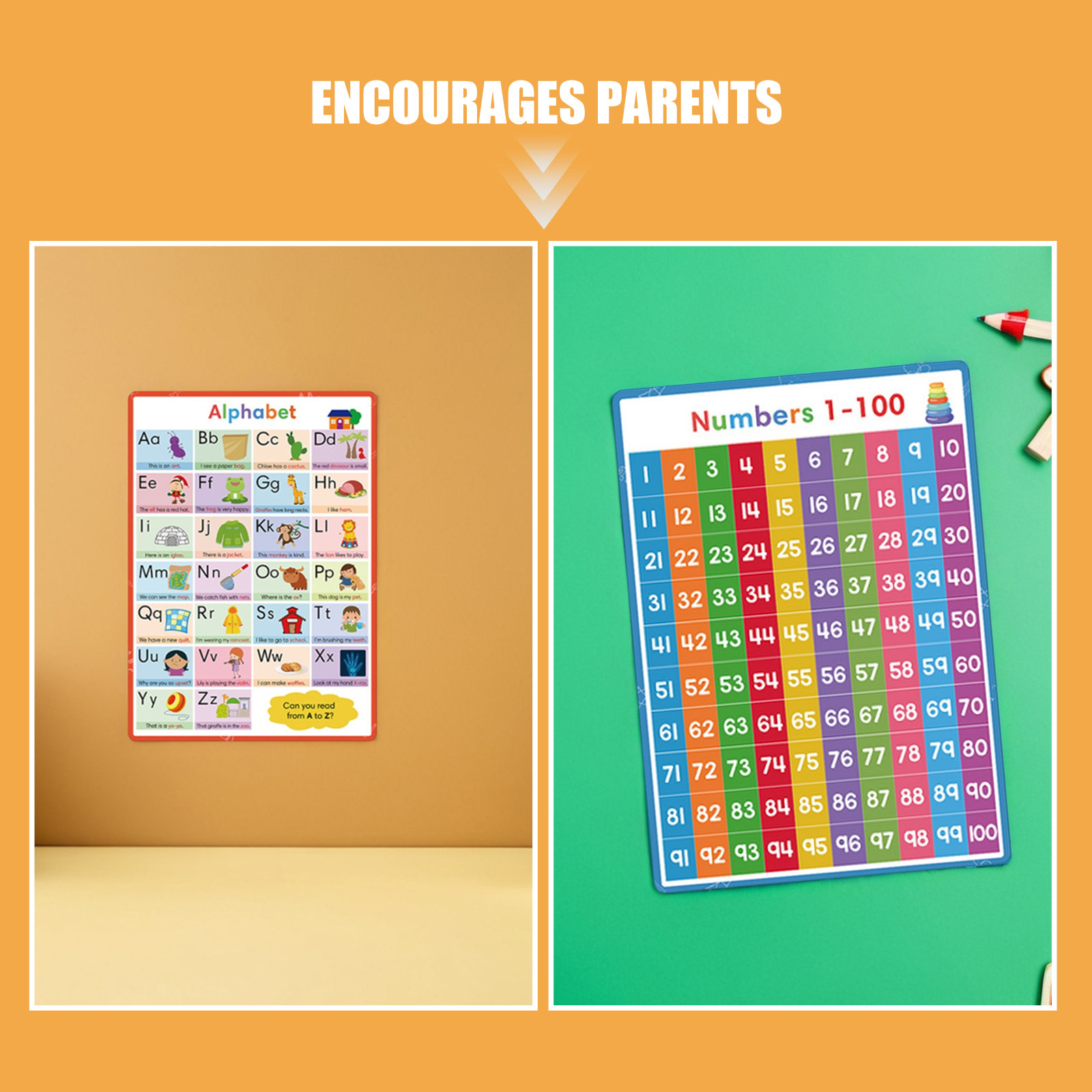 ชุดโปสเตอร์ตัวอักษรและตัวเลข 2 - Kids Education Wallpaper บทวิจารณ์และราคา