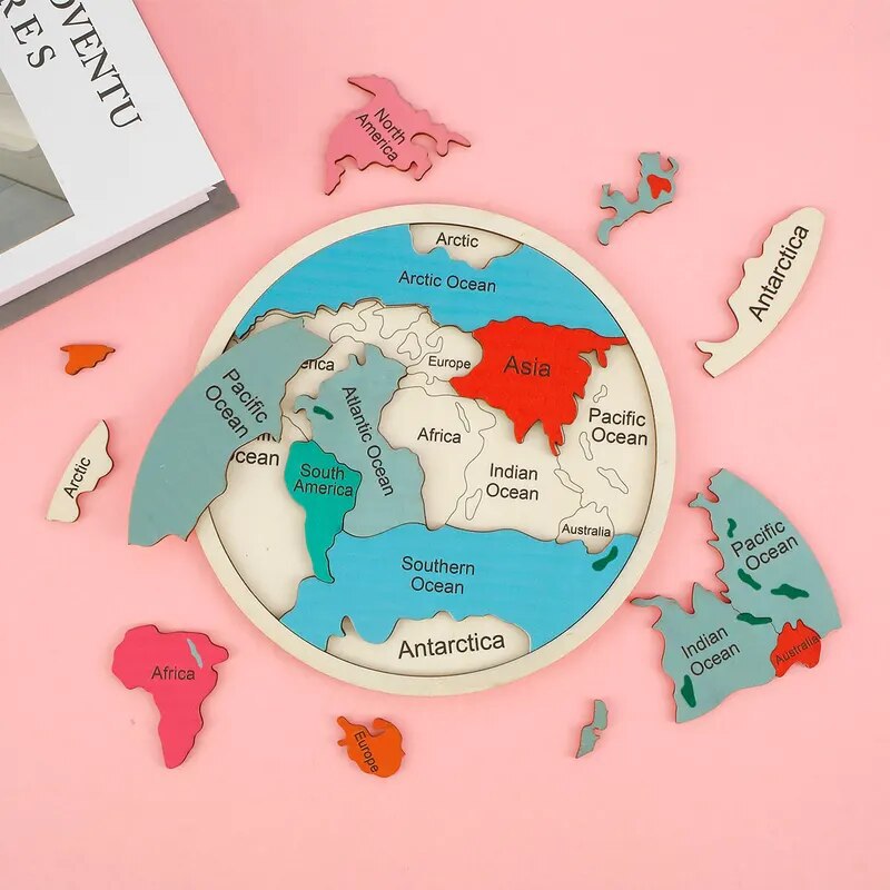 ของเล่นตัวต่อแผนที่โลกไม้สีสัน - Puzzle Map World บทวิจารณ์และราคา