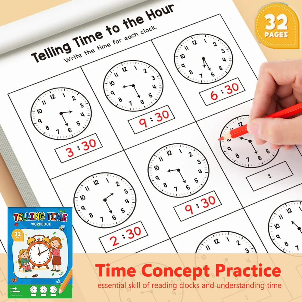 สมุดฝึกหัดบอกเวลา 32 หน้า สำหร - Kids Educational Workbooks บทวิจารณ์และราคา