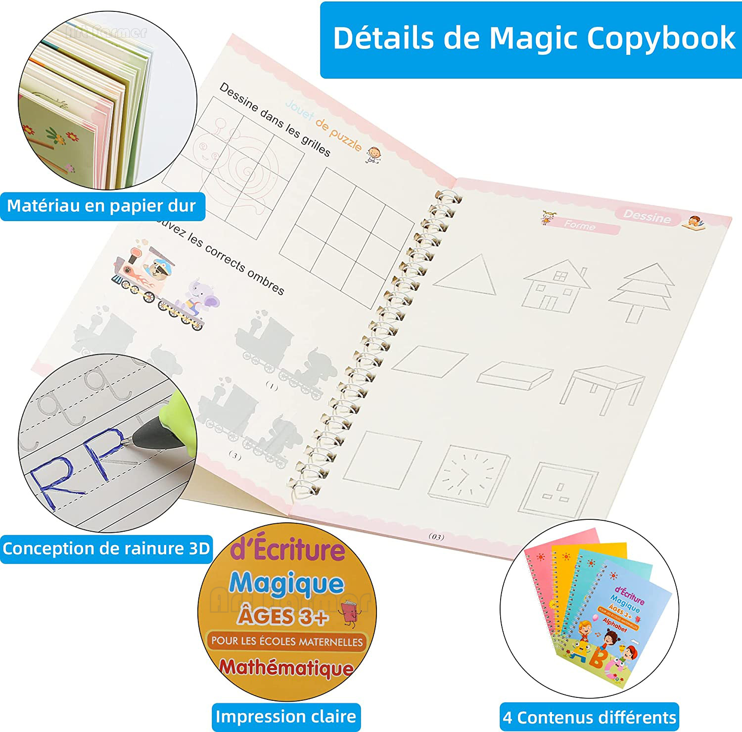Magic ภาษาฝรั่งเศสคํา Copy Boo - Kids Educational Workbooks บทวิจารณ์และราคา
