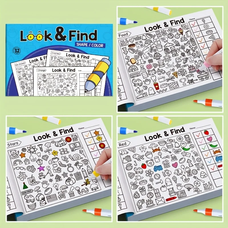 สมุดระบายสีแบบซ่อนหาสำหรับเด็ก - Kids Educational Workbooks บทวิจารณ์และราคา