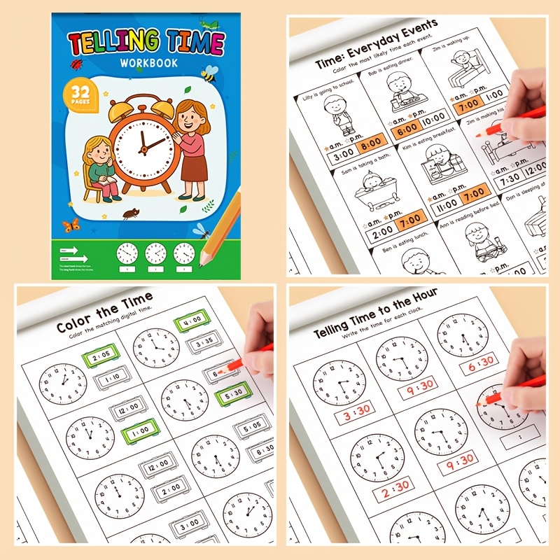 สมุดแบบฝึกหัดการบอกเวลาสำหรับเ - Kids Educational Workbooks บทวิจารณ์และราคา