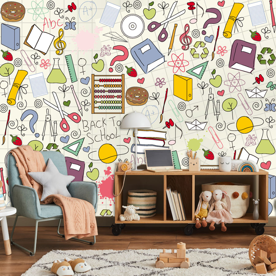 วอลเปเปอร์ติดผนังแบบลอกและติดเ - Kids Education Wallpaper บทวิจารณ์และราคา