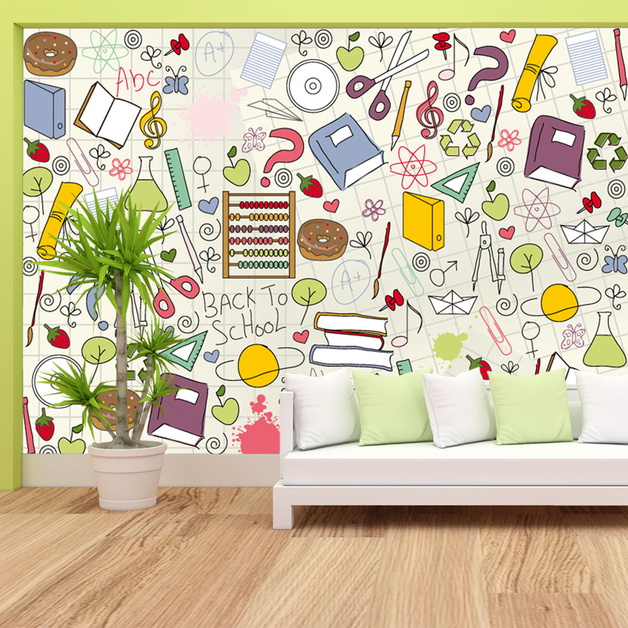 วอลเปเปอร์ติดผนังแบบลอกและติดเ - Kids Education Wallpaper บทวิจารณ์และราคา